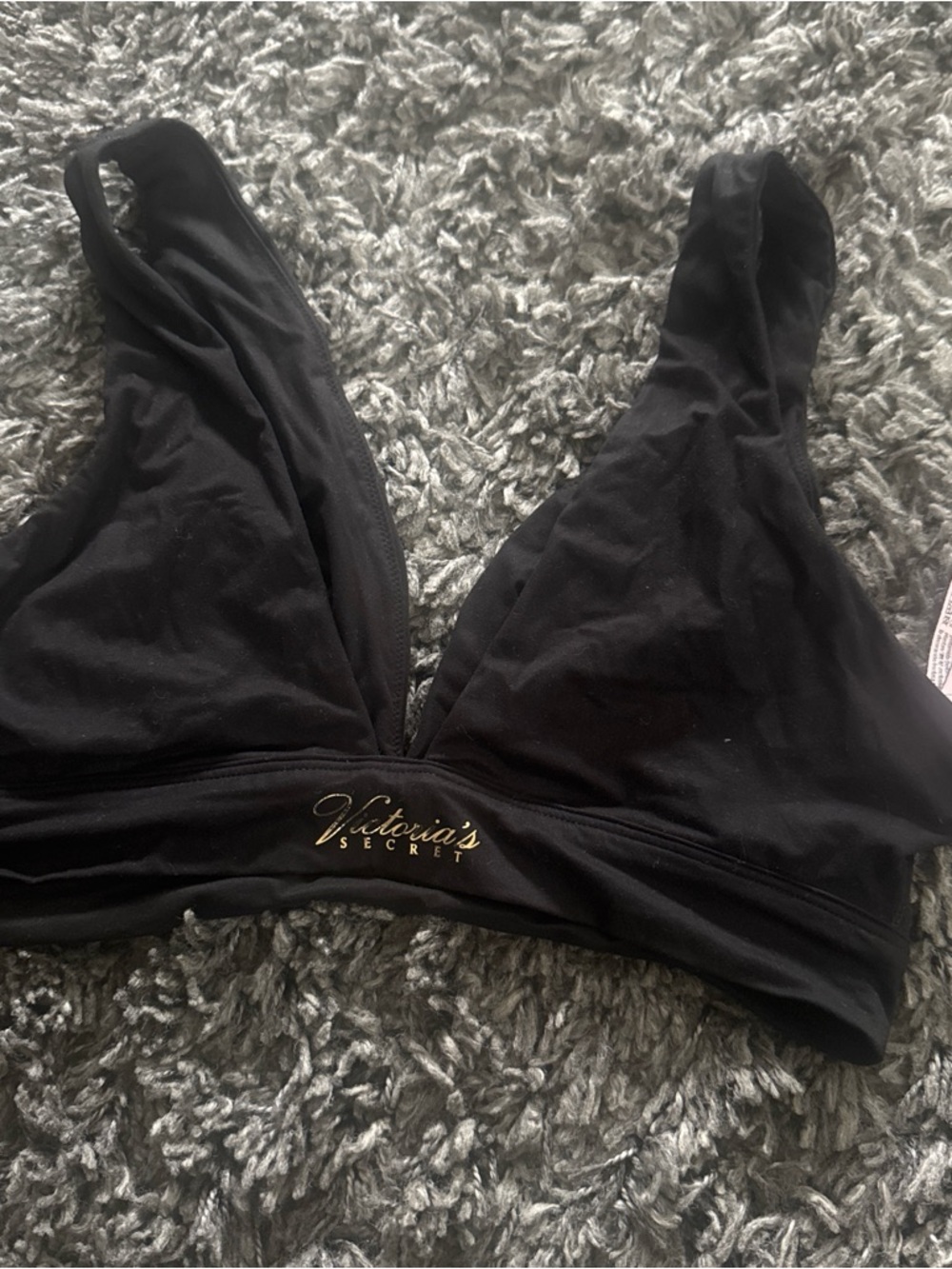 Victoria's Secret Black Wireless Bralette with Gold Logo